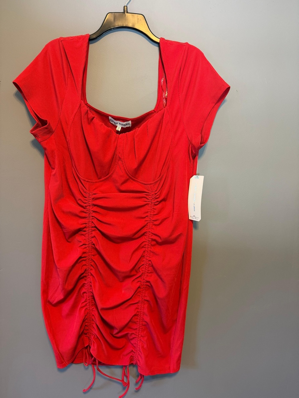 Almost Famous Red Ruched Scoop-Neck Crop Top